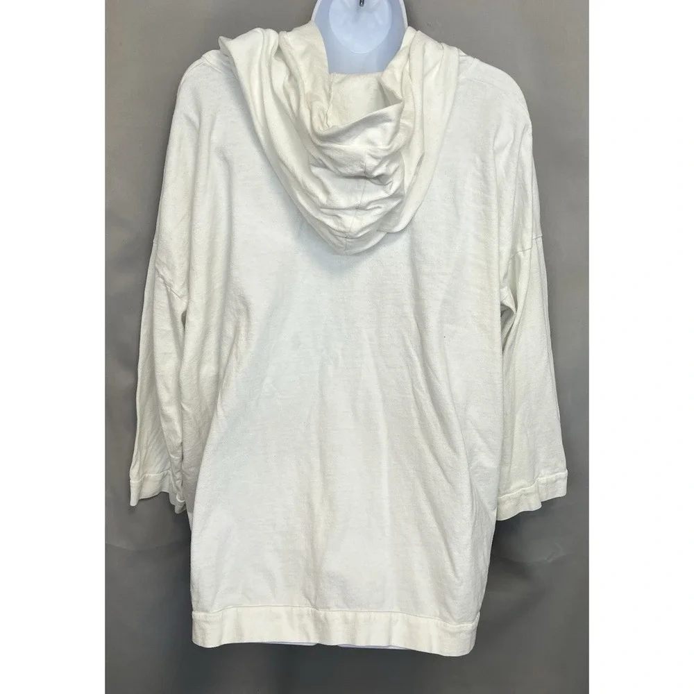 Bryn Walker Hoodie Women Medium White Lagenlook Boxy Oversized Pullover Made USA